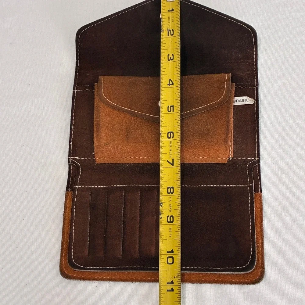 Vintage Brazilian Leather Envelope Wallet Brown Soft Snap Minimalist Unisex Y2K‎